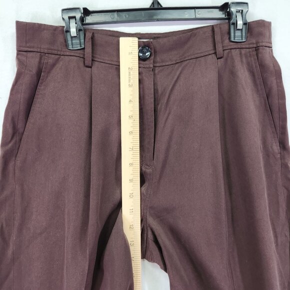The Reset R Label Trouser Pant Size Medium Pleated Slouchy Cropped Brown Trouser - Picture 5 of 13